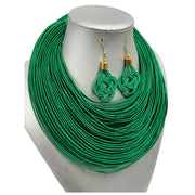 Women's Solid Multiple Layer Necklace and Earring Set