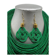 Women's Solid Multiple Layer Necklace and Earring Set