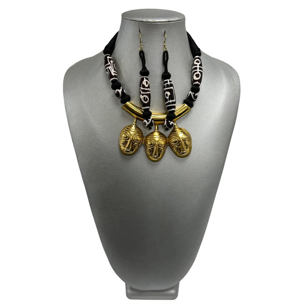 Women's Tribal Necklace with 3 Mask