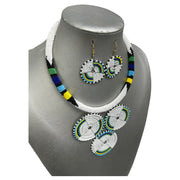 Women's Tribal Beaded Disc Necklace Set