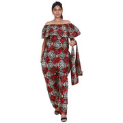 Women's African Print Off Shoulder Jumpsuit -- FI-3061P