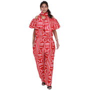 Women's African Print Off Shoulder Jumpsuit -- FI-3061P