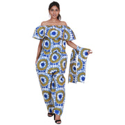 Women's African Print Off Shoulder Jumpsuit -- FI-3061P