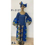 Women's Denim Smocking Maxi Dress - FI-3127